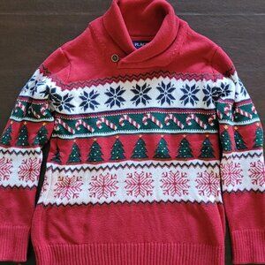Boys Christmas Sweater (Red) Size 7/8 Fair Isle Design